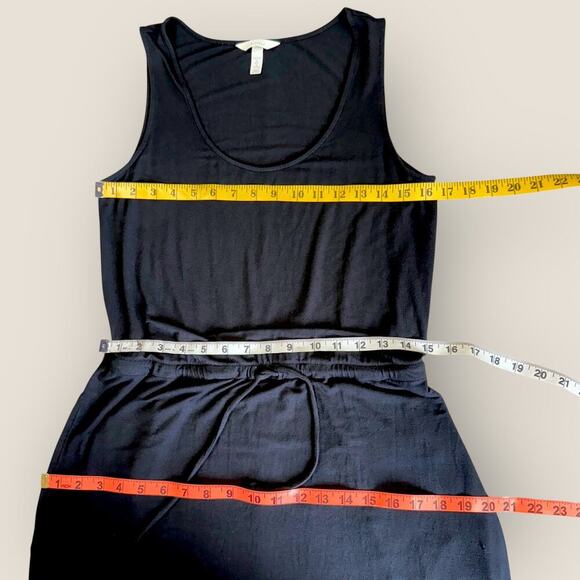 Soma Sleeveless T Shirt Tank Dress Stretchy Elastic Tie Waist Size M Black - Picture 11 of 13